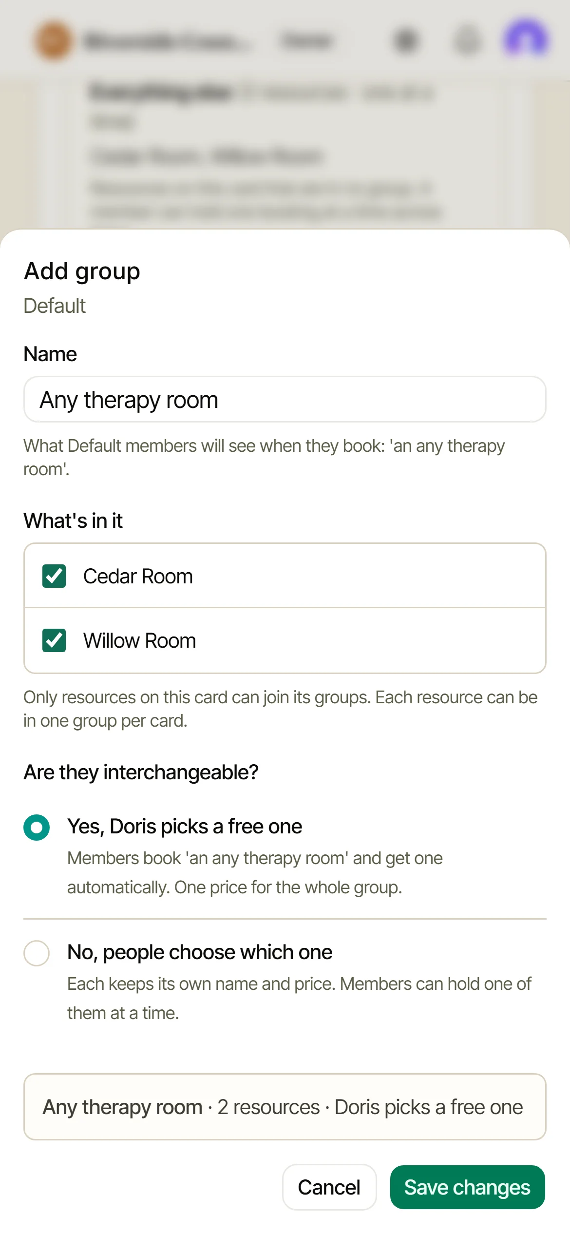 Adding a group of interchangeable rooms