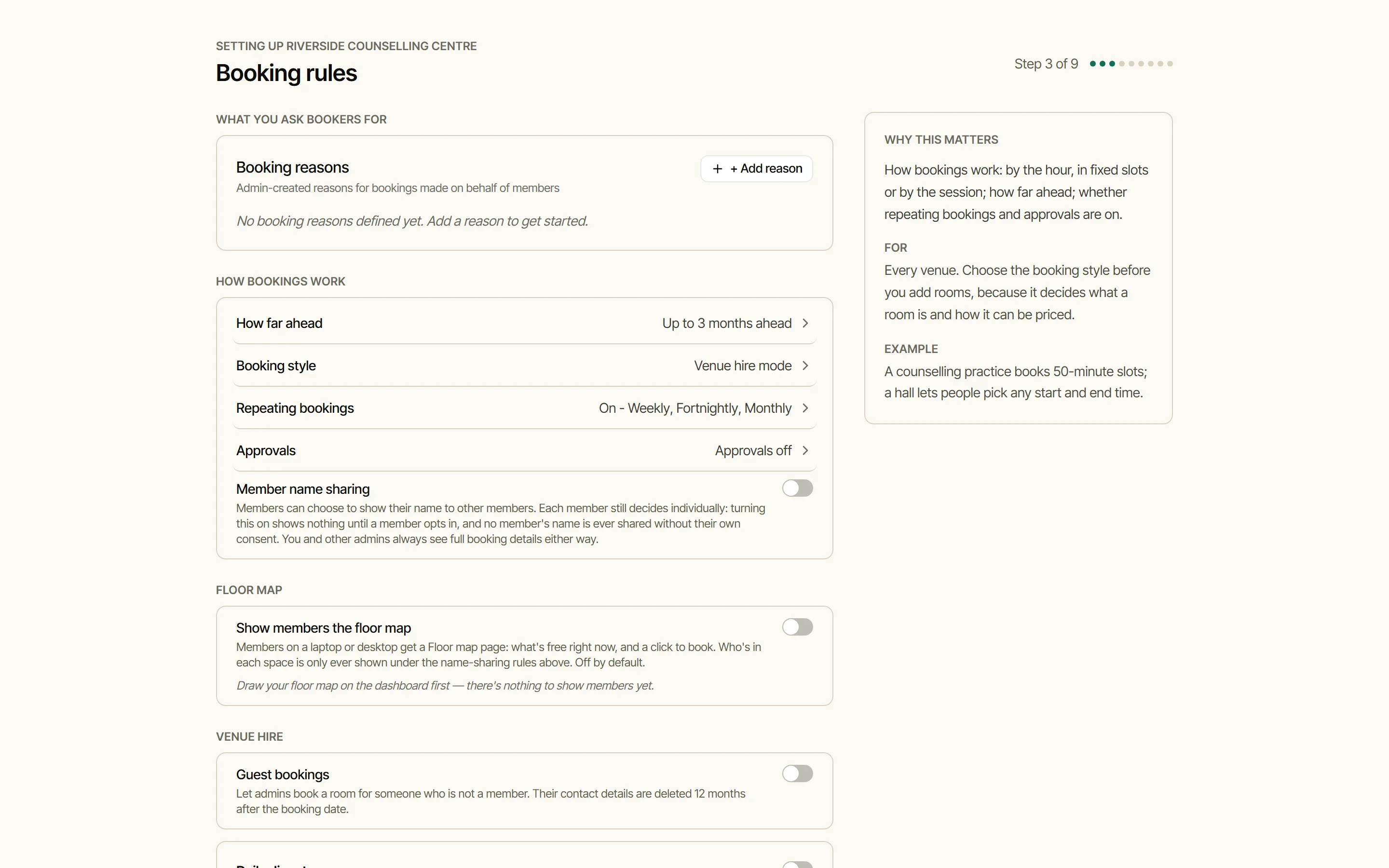 Booking rules