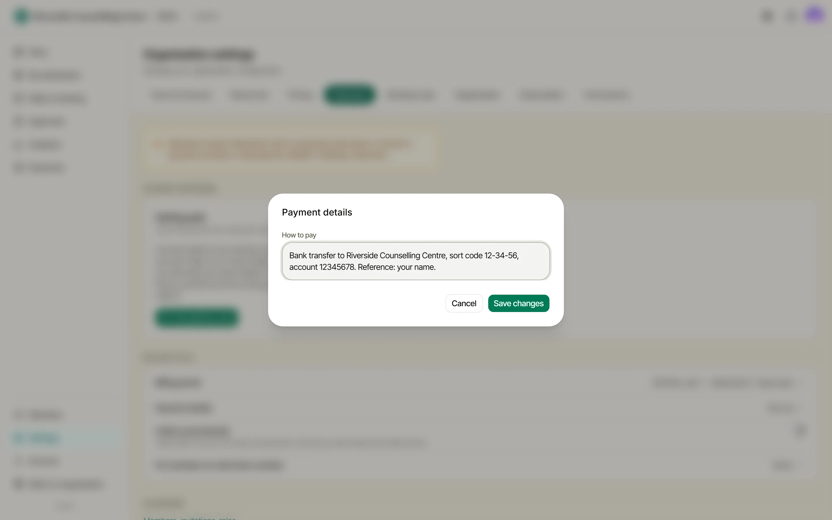 Payment details