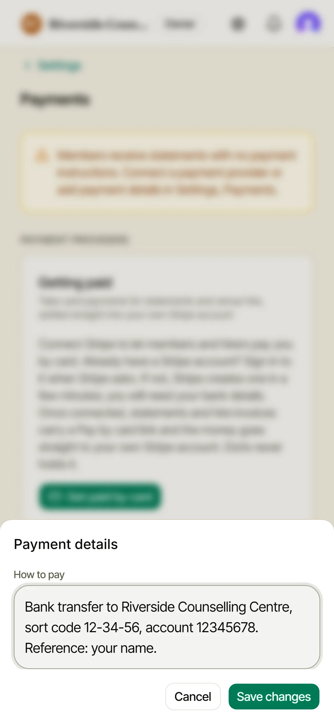 Payment details