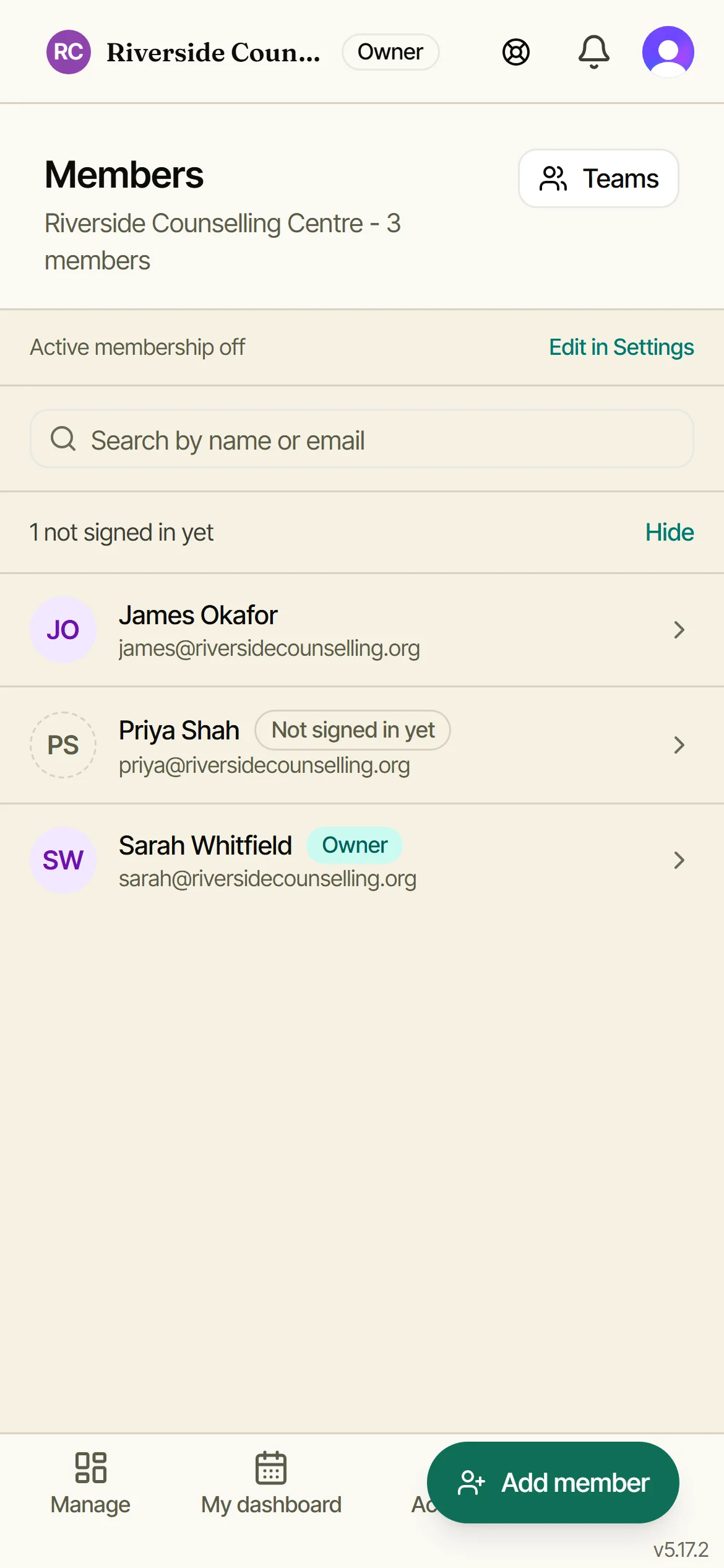Member added straight away