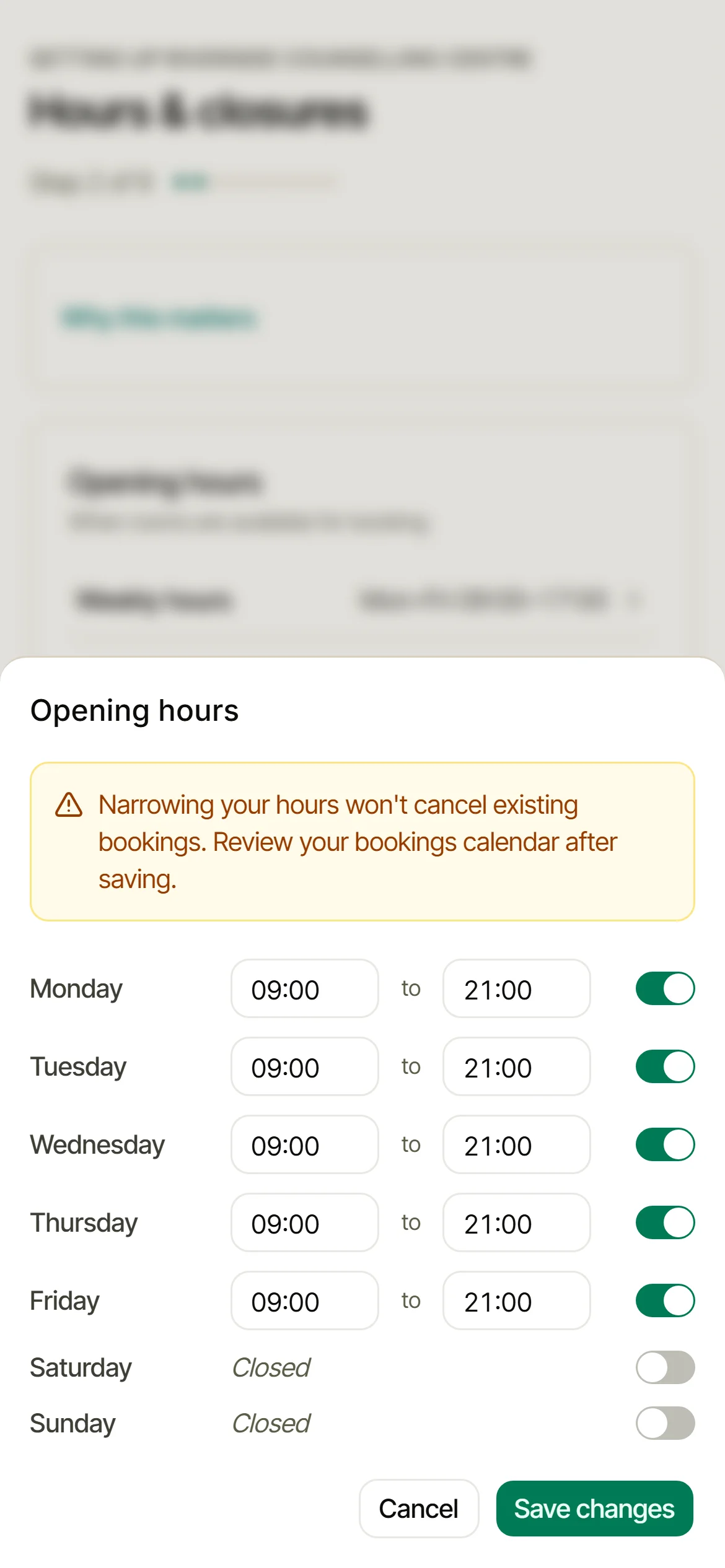Set your opening hours