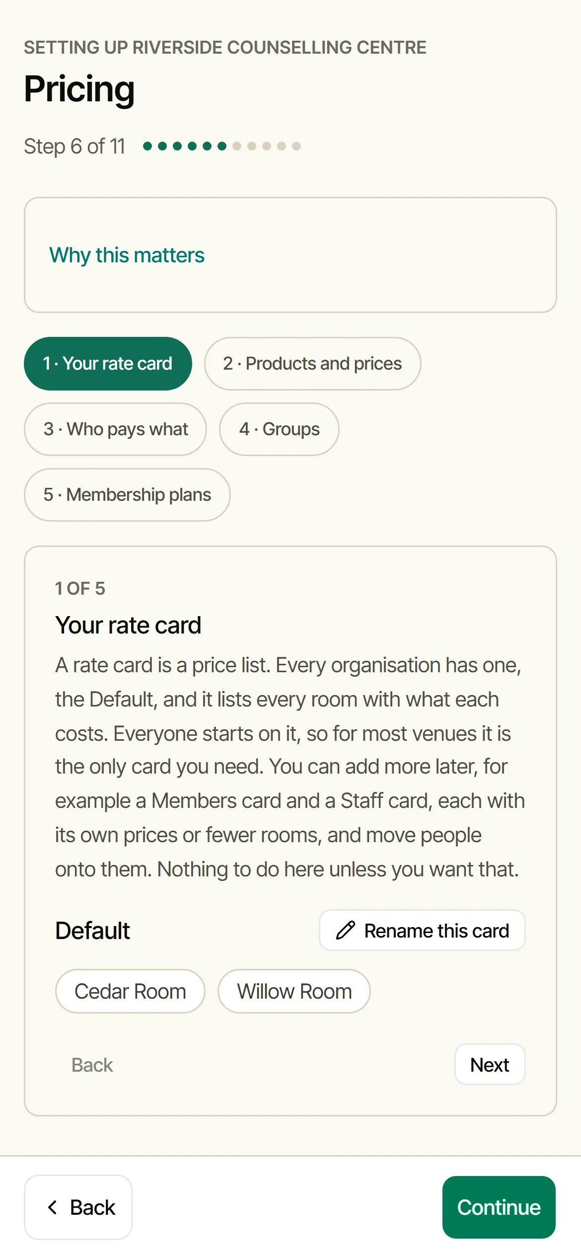 Your rate card