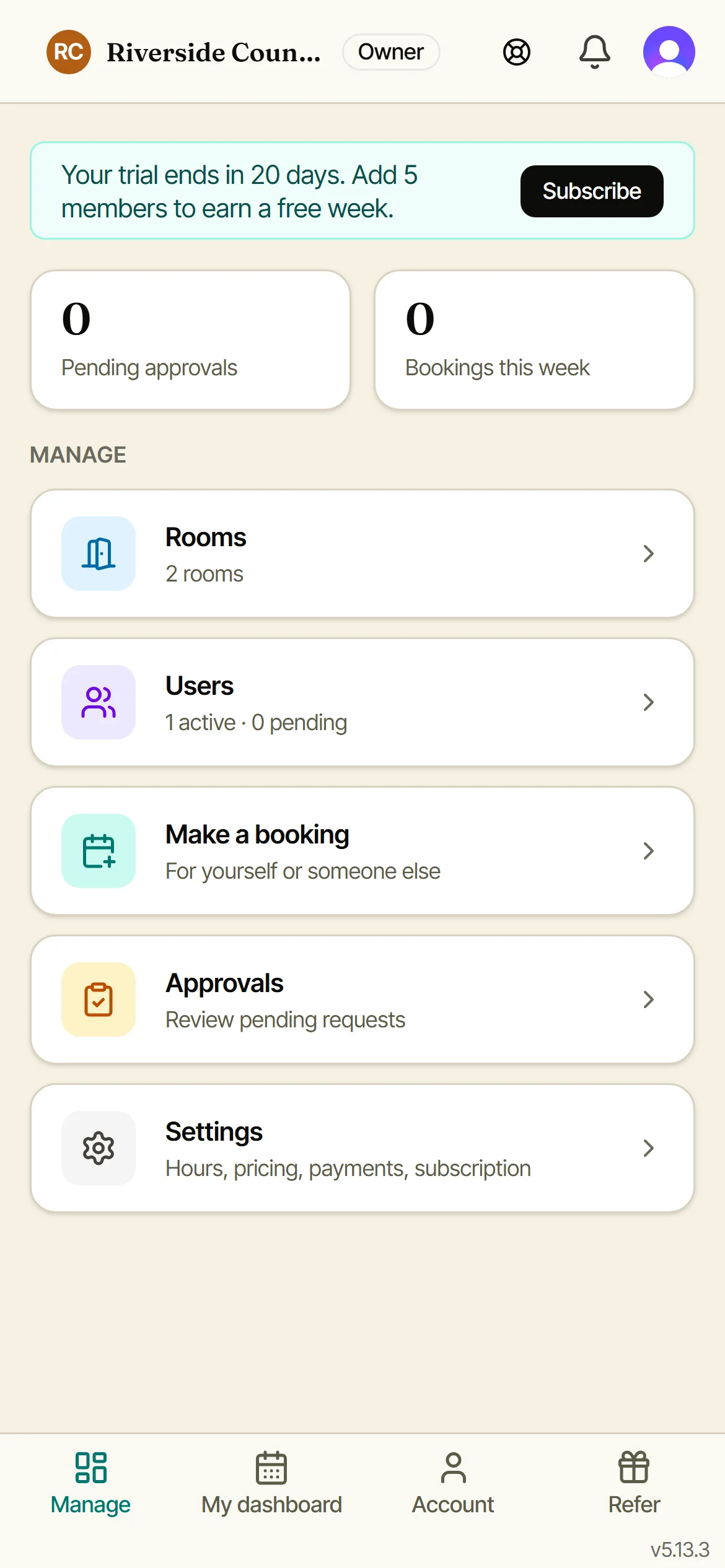 Your admin dashboard