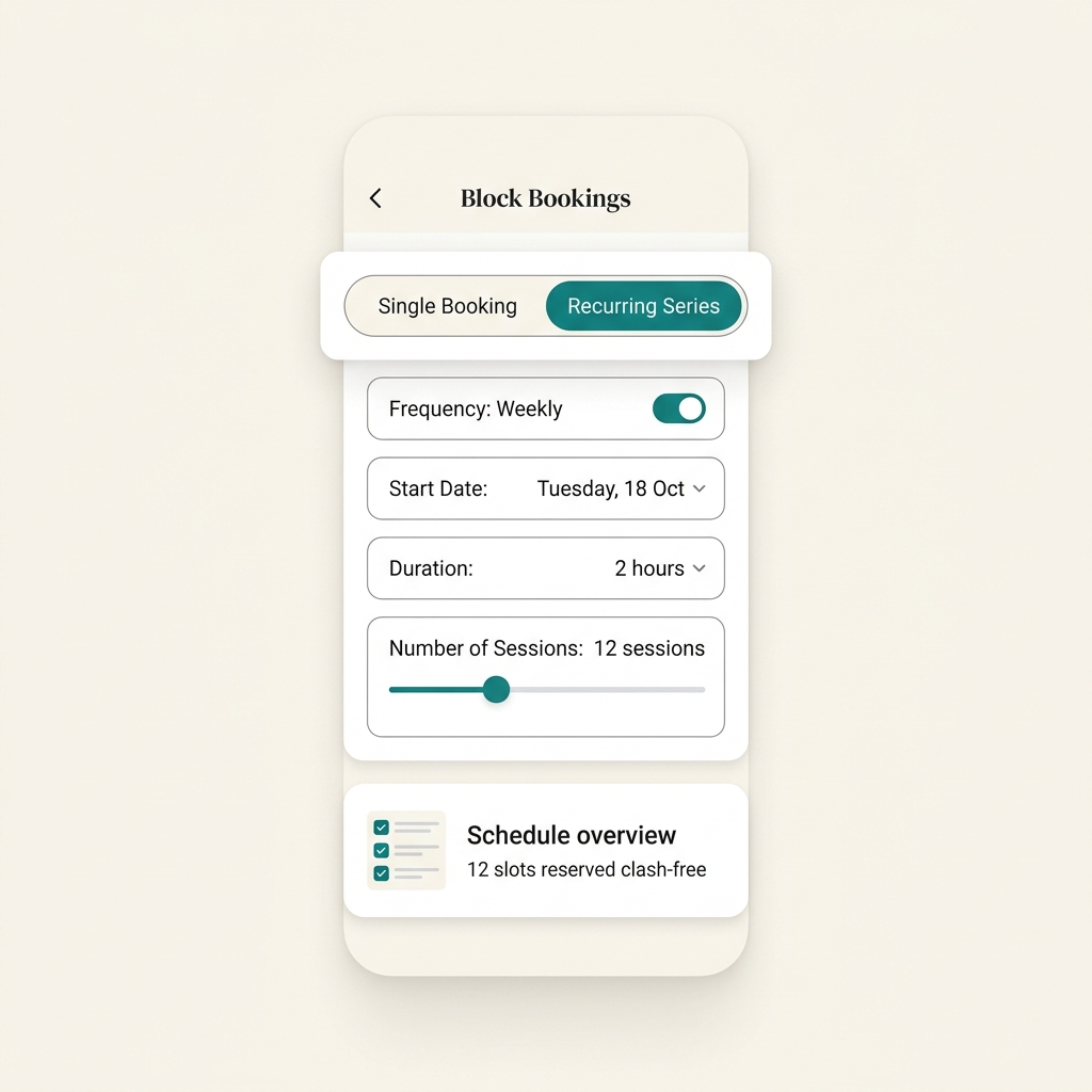I manage block bookings for community halls & clubs